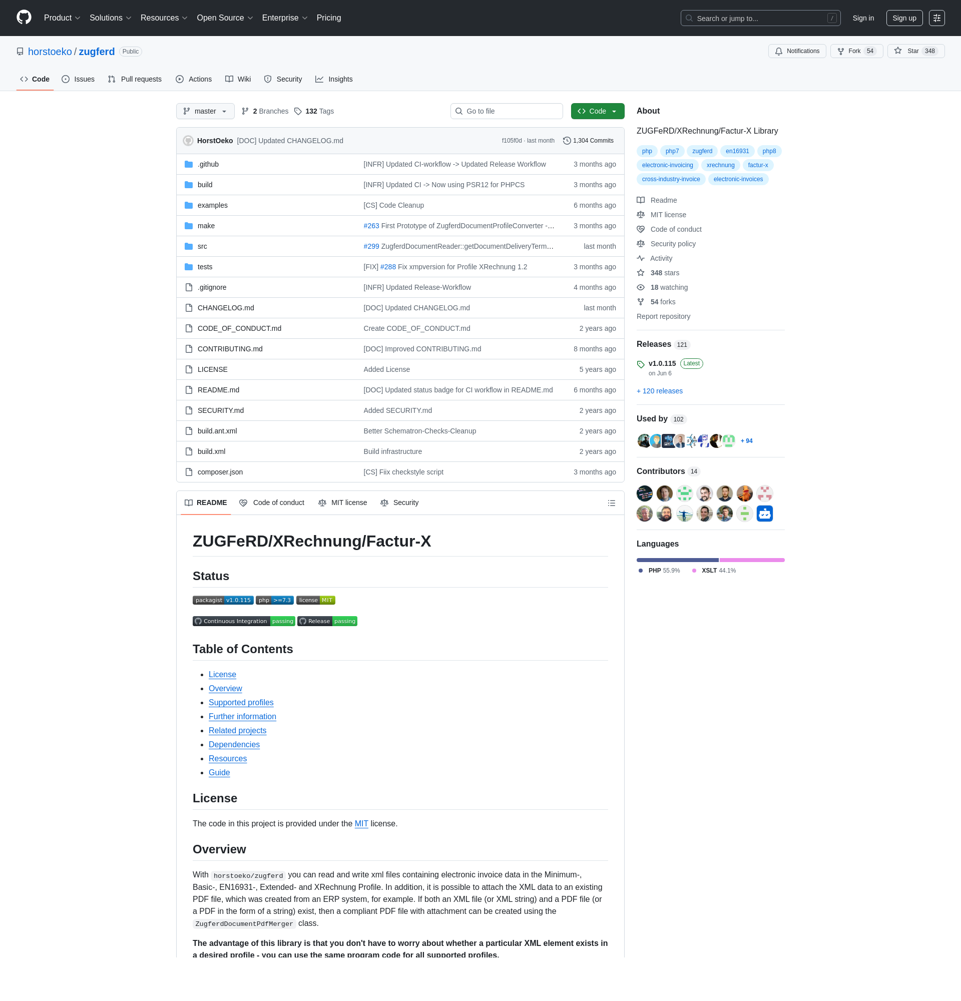 PHP bibliothèque horstoeko-zugferd